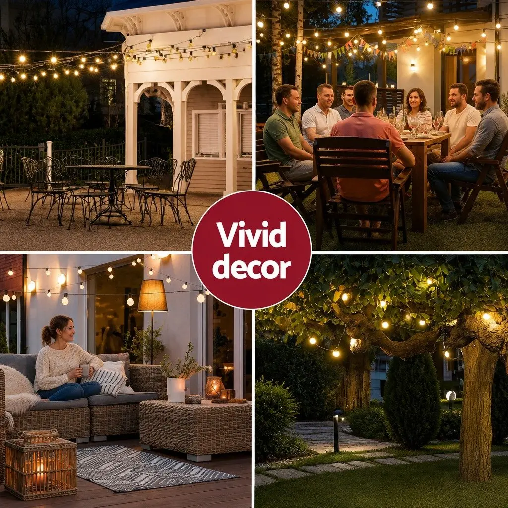 Festoon String Lights Warm White 37m 40 Bulbs Suitable for Indoor and Outdoor Use
