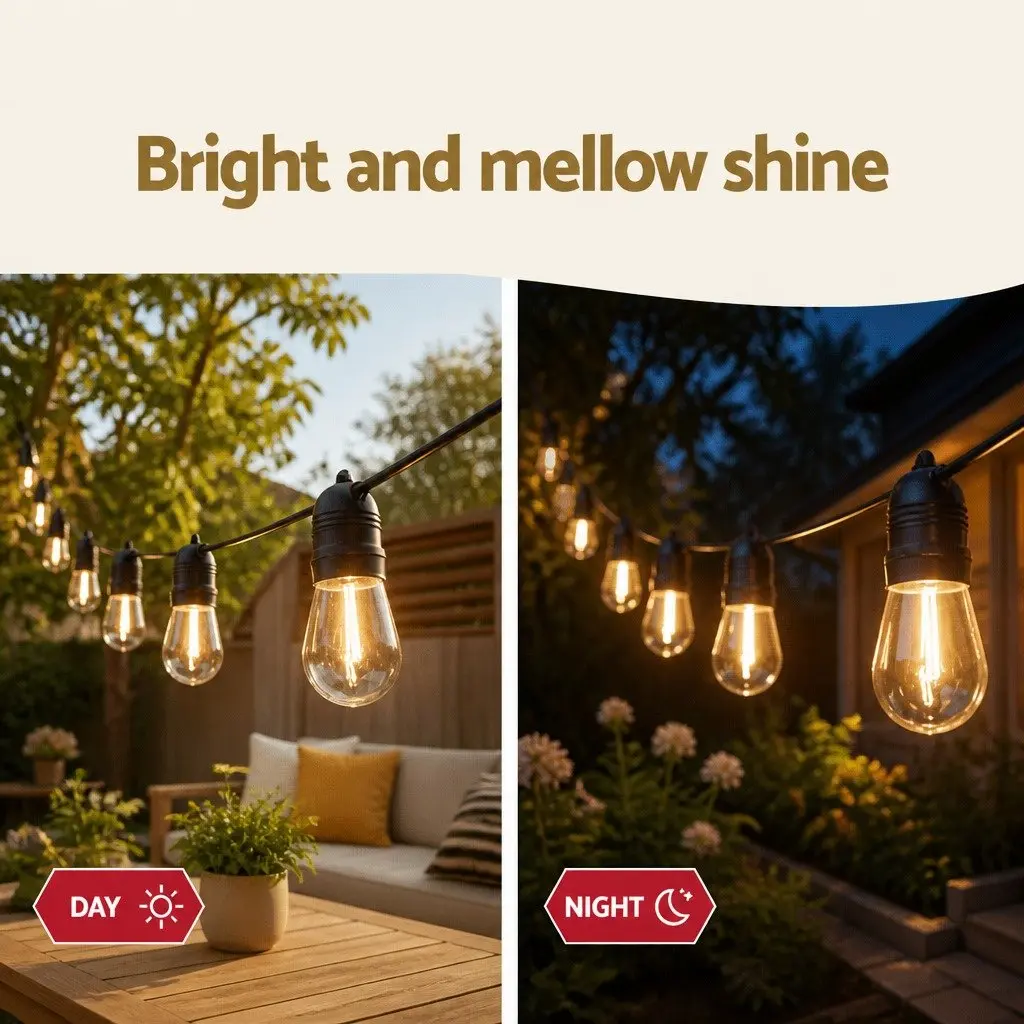 Festoon String Lights Warm White 37m 40 Bulbs Suitable for Indoor and Outdoor Use