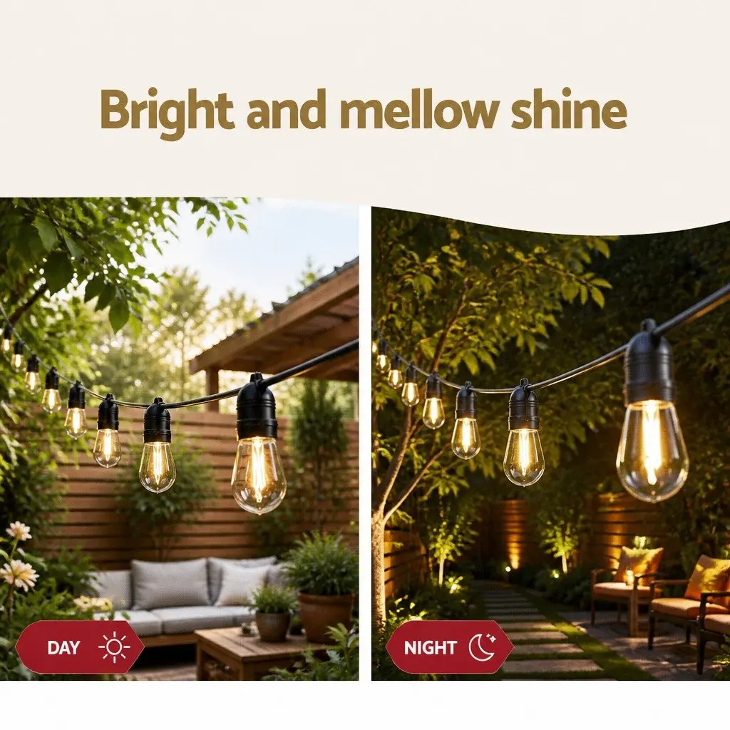 Festoon Lights Warm White 46m String Lights Indoor Outdoor Party Garden