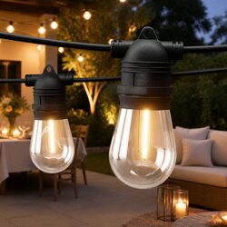 64m Festoon String Lights Warm White 70 Bulbs Outdoor Indoor Party Garden Decor