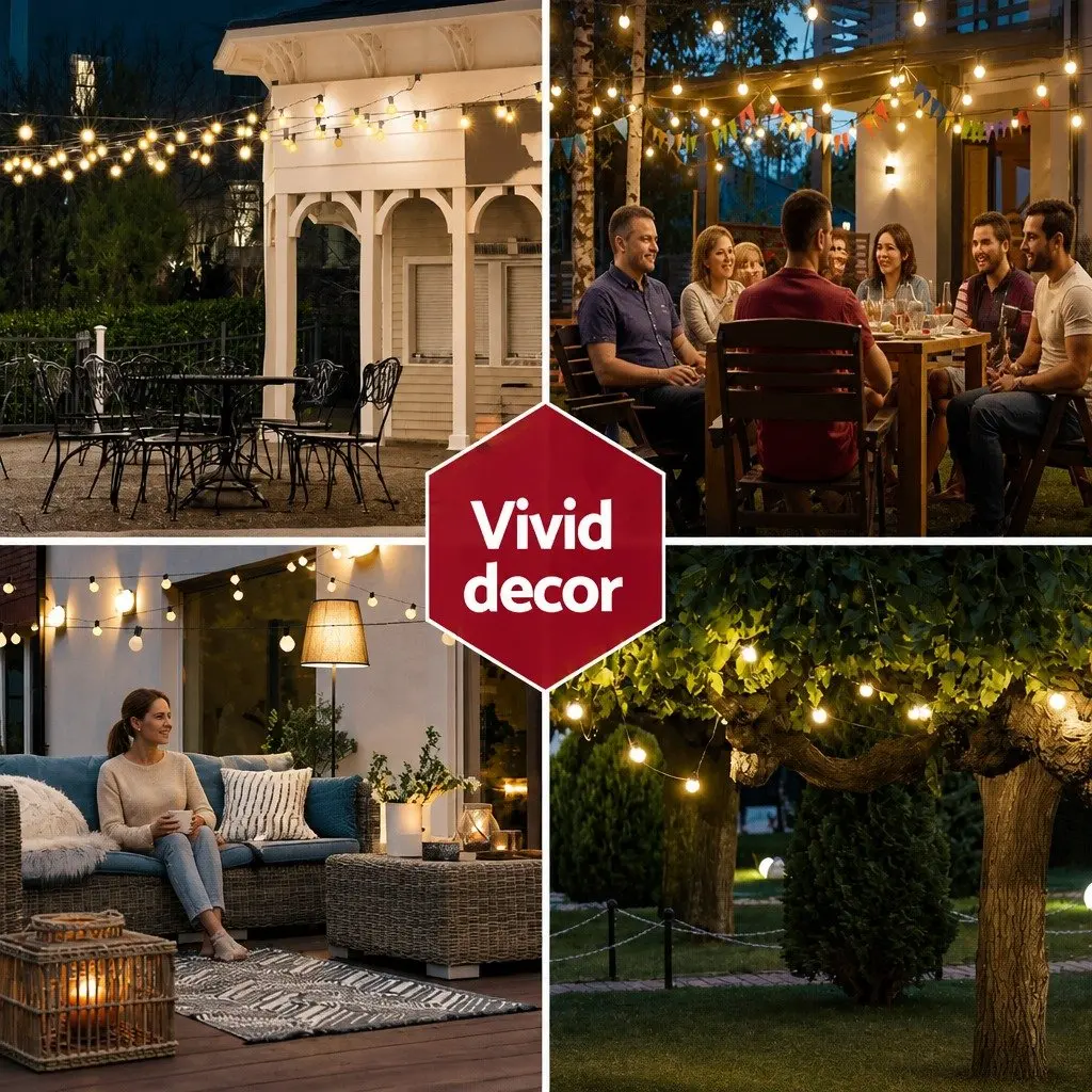 Festoon Lights Warm White 73m String Lights 80 Bulbs Indoor Outdoor Party Garden