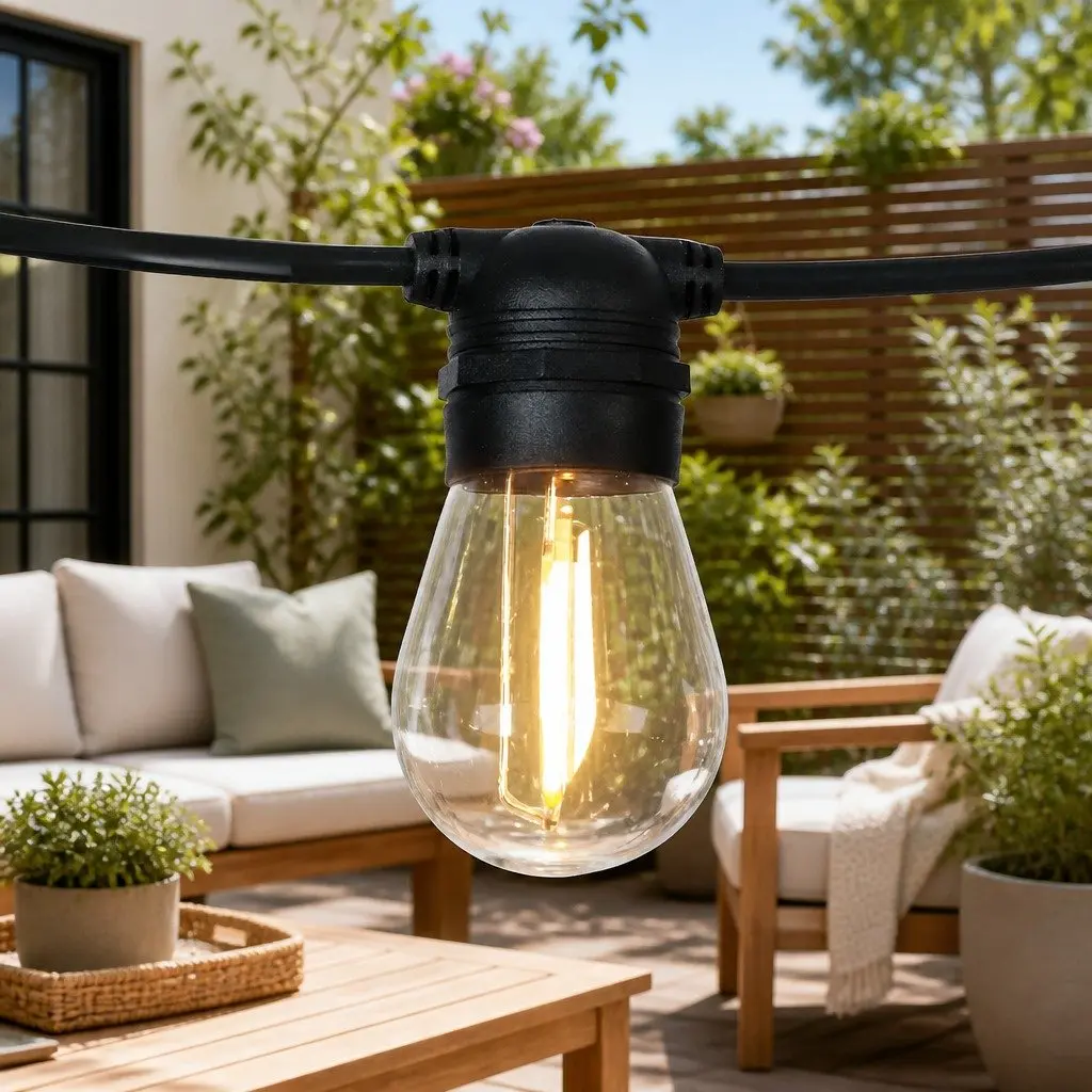 17m Solar Festoon Lights Outdoor LED String Light Warm White Garden Party Decor
