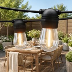 Solar Festoon String Lights Outdoor LED Warm White Christmas Party Decoration