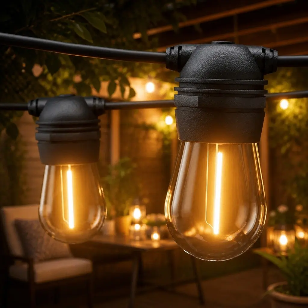 77m Solar Festoon Lights Outdoor LED String Light Warm White Christmas Party