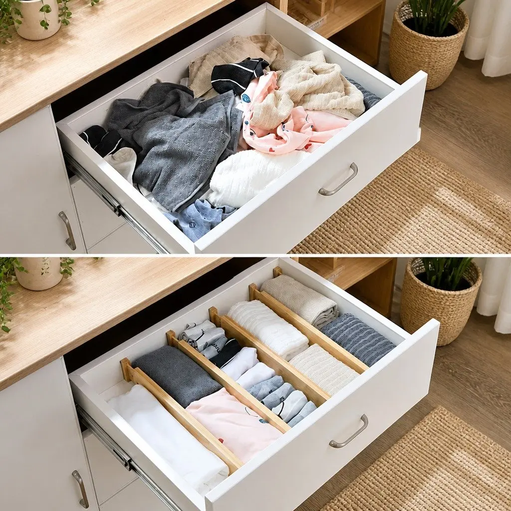 Kitchen Drawer Dividers 6 Pack Adjustable Bamboo Organizer Storage 44-55cm