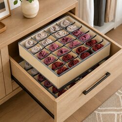 Fabric Drawer Organizer Storage Boxes Set of 2 Foldable Dividers Socks Underwear