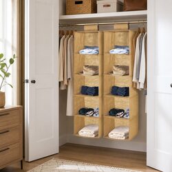 Hanging Closet Organizer 5-Tier Shelf Storage for Clothes Foldable Pack of 2