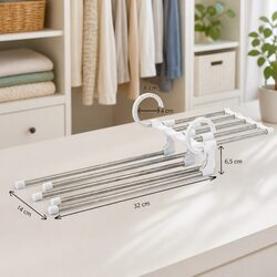 Pants Hangers 4 Pack Stainless Steel Adjustable 5-in-1 Non-Slip Closet Storage