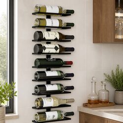 Metal Wall Mount Wine Rack Holder 10 Bottle Storage Display Kitchen Home Bar