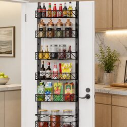 Over Door Pantry Organiser 6 Tier Adjustable Storage Baskets Kitchen Spice Rack