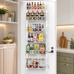 Over Door Pantry Organiser 6 Tier Adjustable Baskets Kitchen Storage Rack