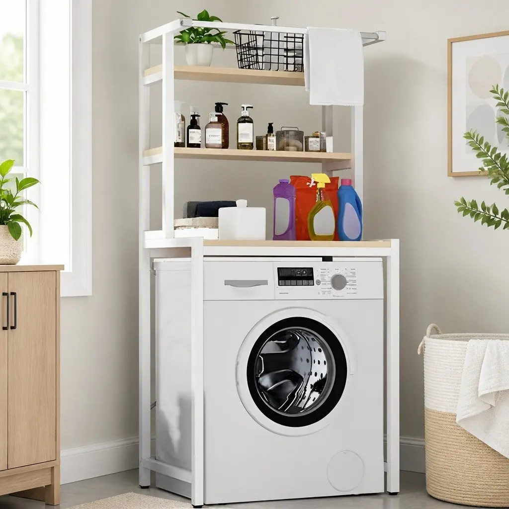 3-Tier Over Washing Machine Storage Rack Laundry Shelf Organizer Bathroom Toilet