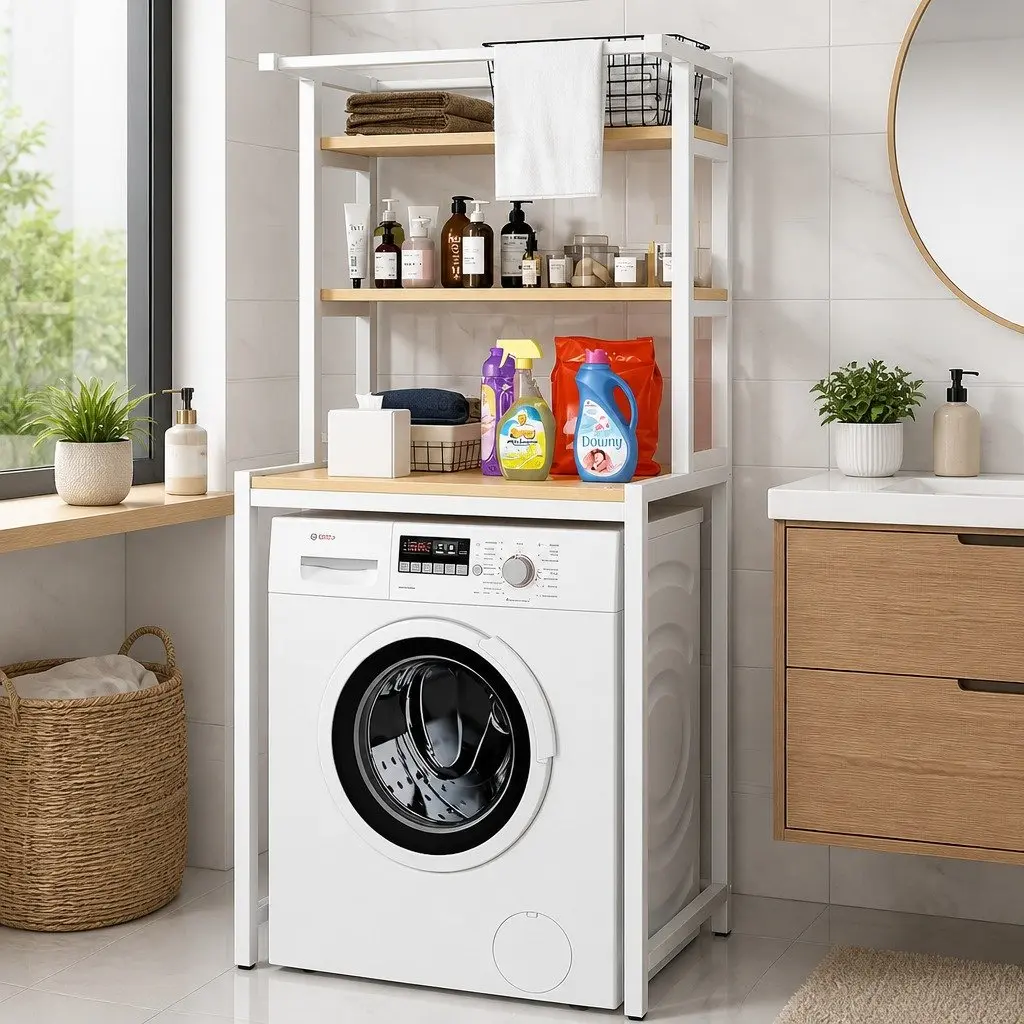 3-Tier Over Washing Machine Storage Rack Laundry Shelf Organizer Bathroom Toilet