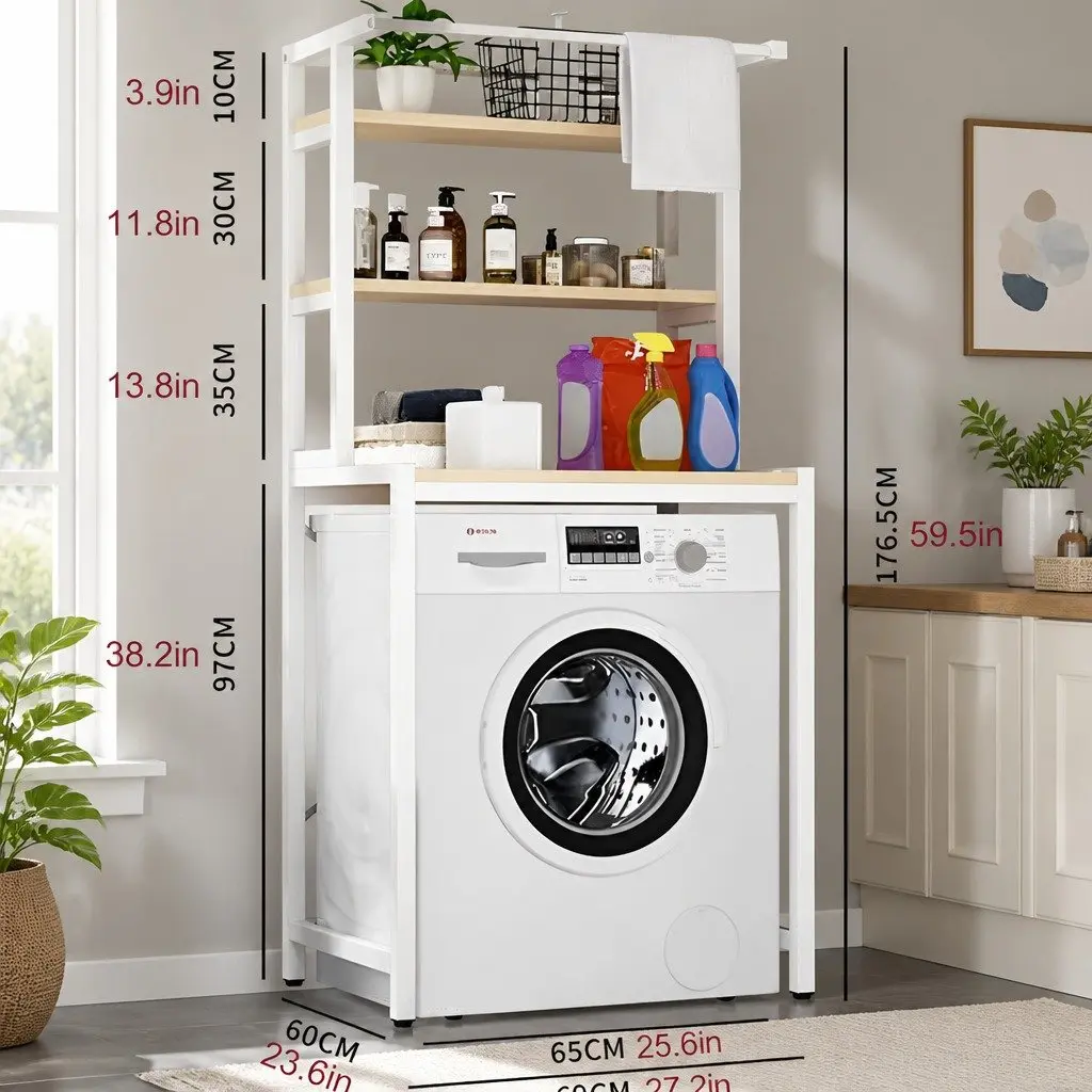 3-Tier Over Washing Machine Storage Rack Laundry Shelf Organizer Bathroom Toilet