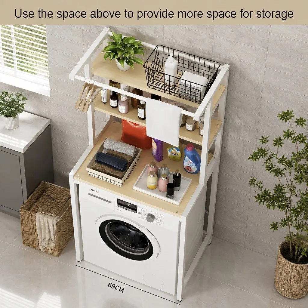 3-Tier Over Washing Machine Storage Rack Laundry Shelf Organizer Bathroom Toilet