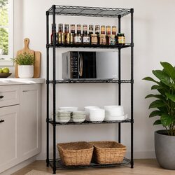 5-Tier Adjustable Metal Storage Shelves Wire Rack Organizer Kitchen Pantry