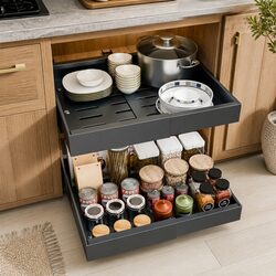 Pull Out Cabinet Organizer 2 Pack Expandable Slide Out Shelves Kitchen Storage