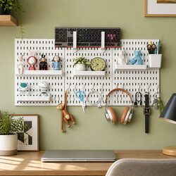 Pegboard Wall Organizer Kit 3 Modular Panels 17 Accessories Office Gaming Craft