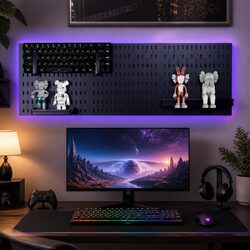 Pegboard Wall Organizer Kit 3 Black Modular Panels 17 Accessories Gaming Office