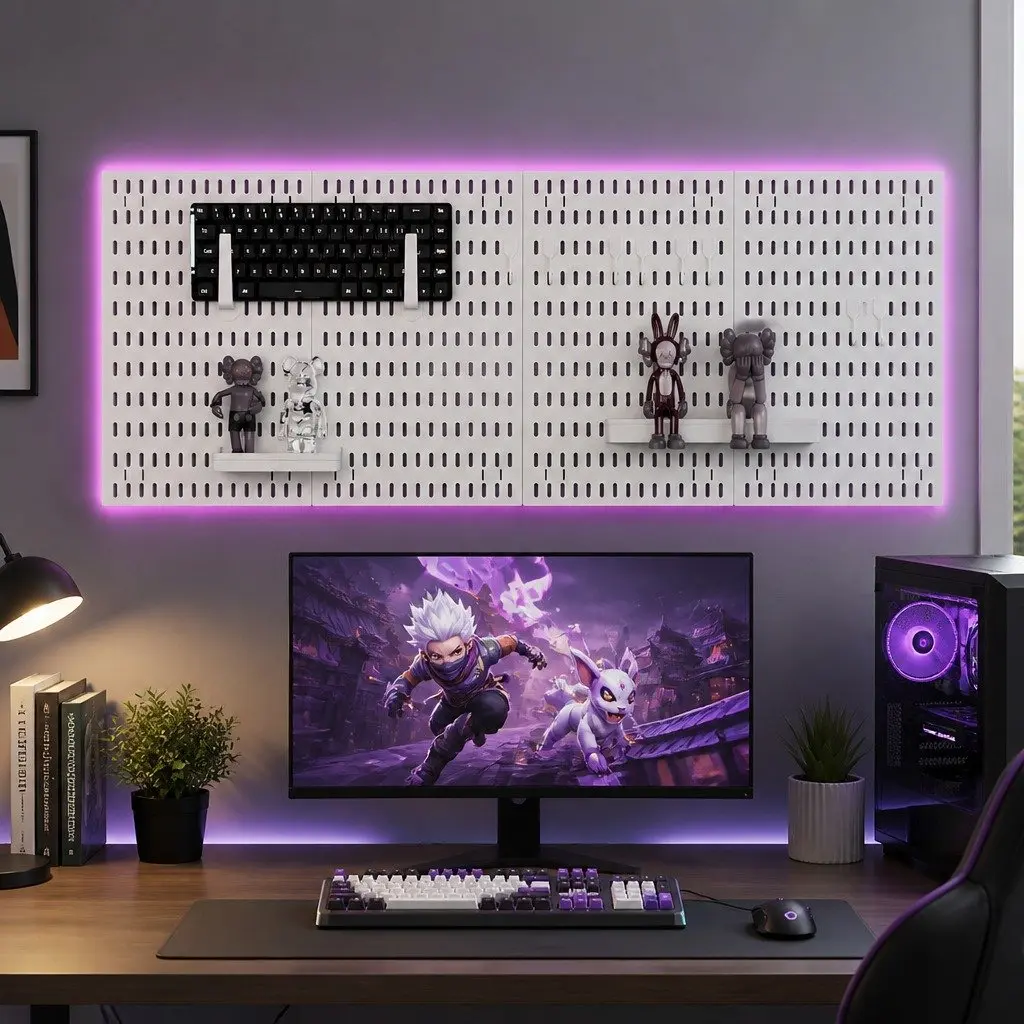 Pegboard Wall Organizer Kit Modular Panels Accessories White Black 4 Panels