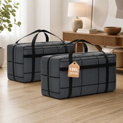 Extra Large Storage Bags 2-Pack 180L Moving Organiser Zippered Handles Clothes