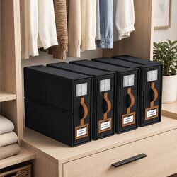 Bed Sheet Organizer Storage Box Set of 4 with Handle Window for Bedding
