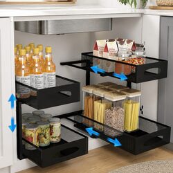 Under Sink Organizer 2-Tier Pull Out Sliding Cabinet Storage Shelf Height