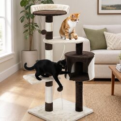 Cat Tree 140cm Indoor Cats Multi-Level Plush Perch Sisal Scratching Posts Condo