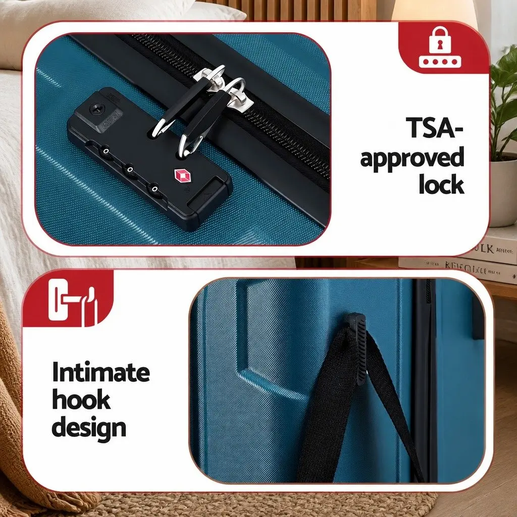 Luggage Suitcase Hard Case Lightweight 28" Teal Trolley with TSA Lock