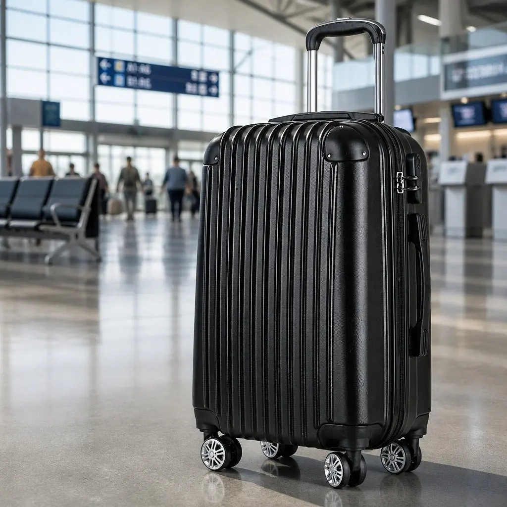 Hard Shell Luggage Carry On Suitcase 20 Inch Code Lock 360 Degree Wheels Black