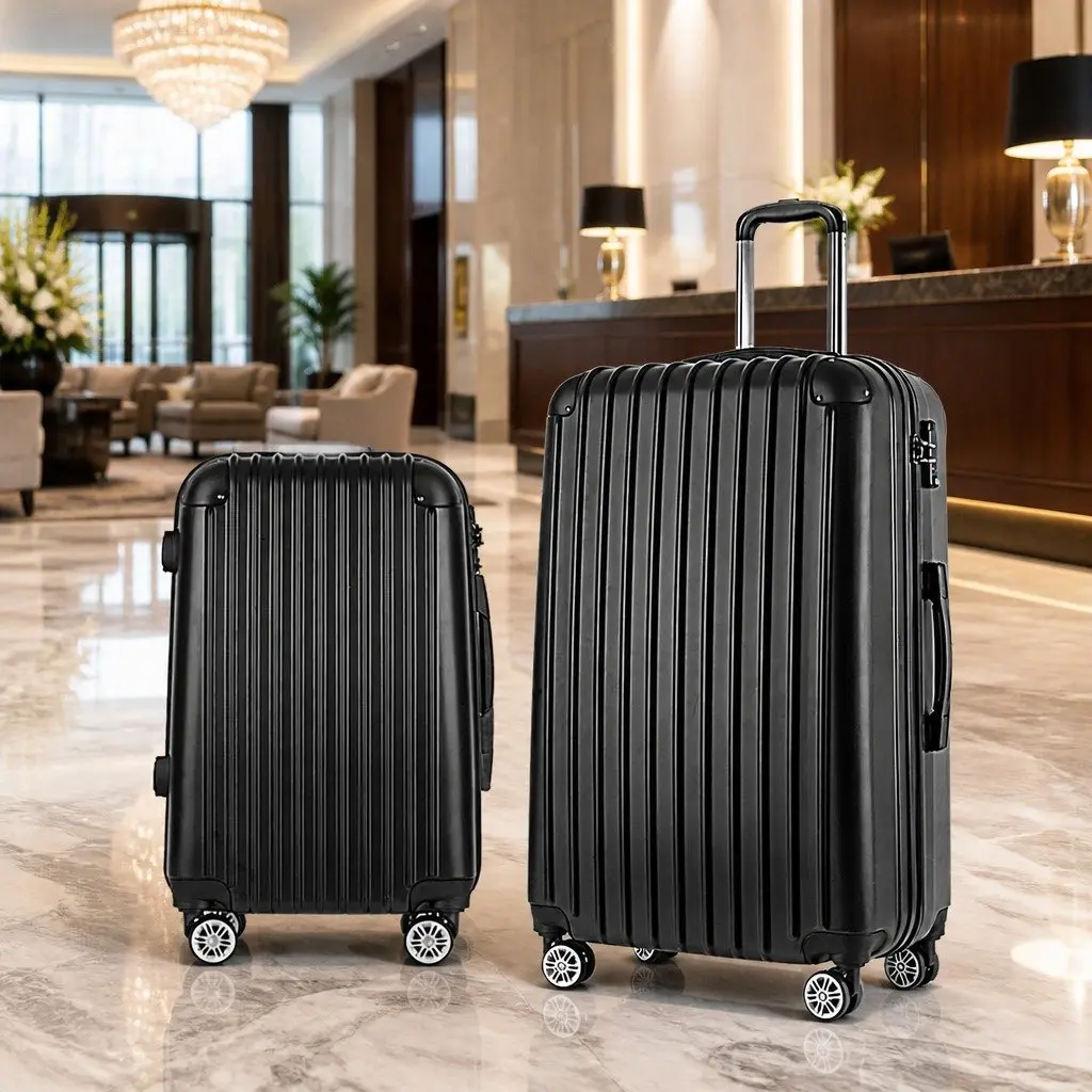 Hard Shell Luggage Set 2 Piece 20in 28in Carry On Travel Suitcase Dark Grey