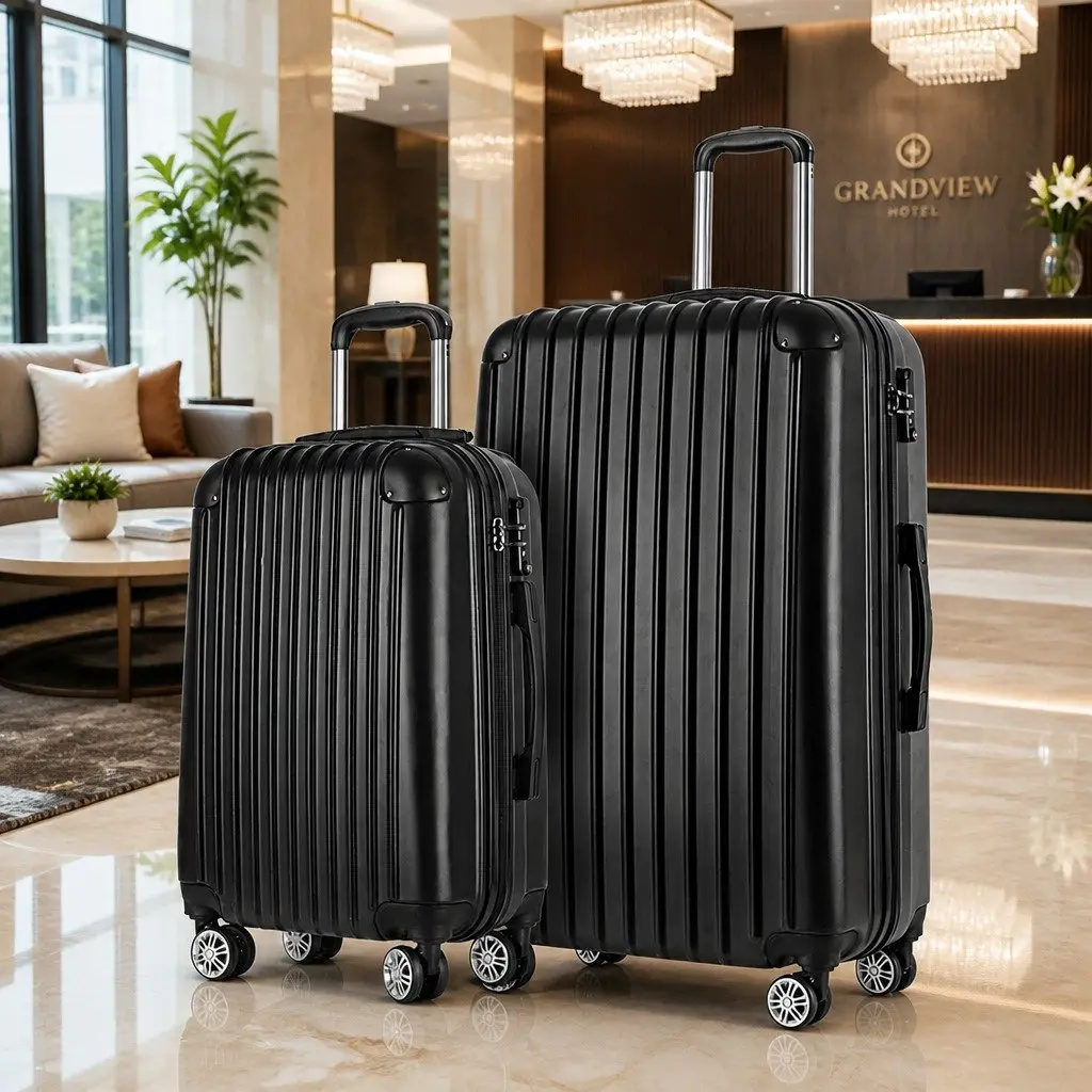Hard Shell Luggage Set 2 Piece 20in 28in Carry On Travel Suitcase Dark Grey