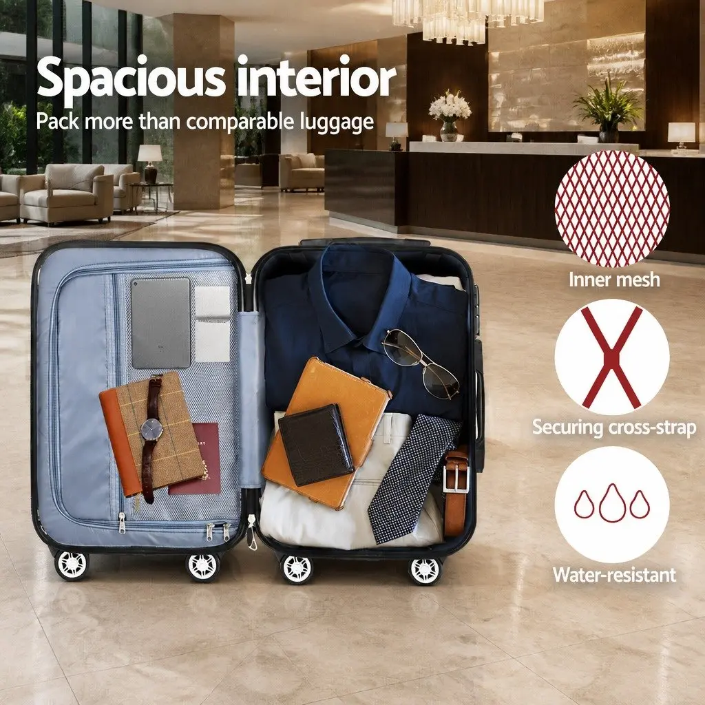 Hard Shell Luggage Set 2 Piece 20in 28in Carry On Travel Suitcase Dark Grey