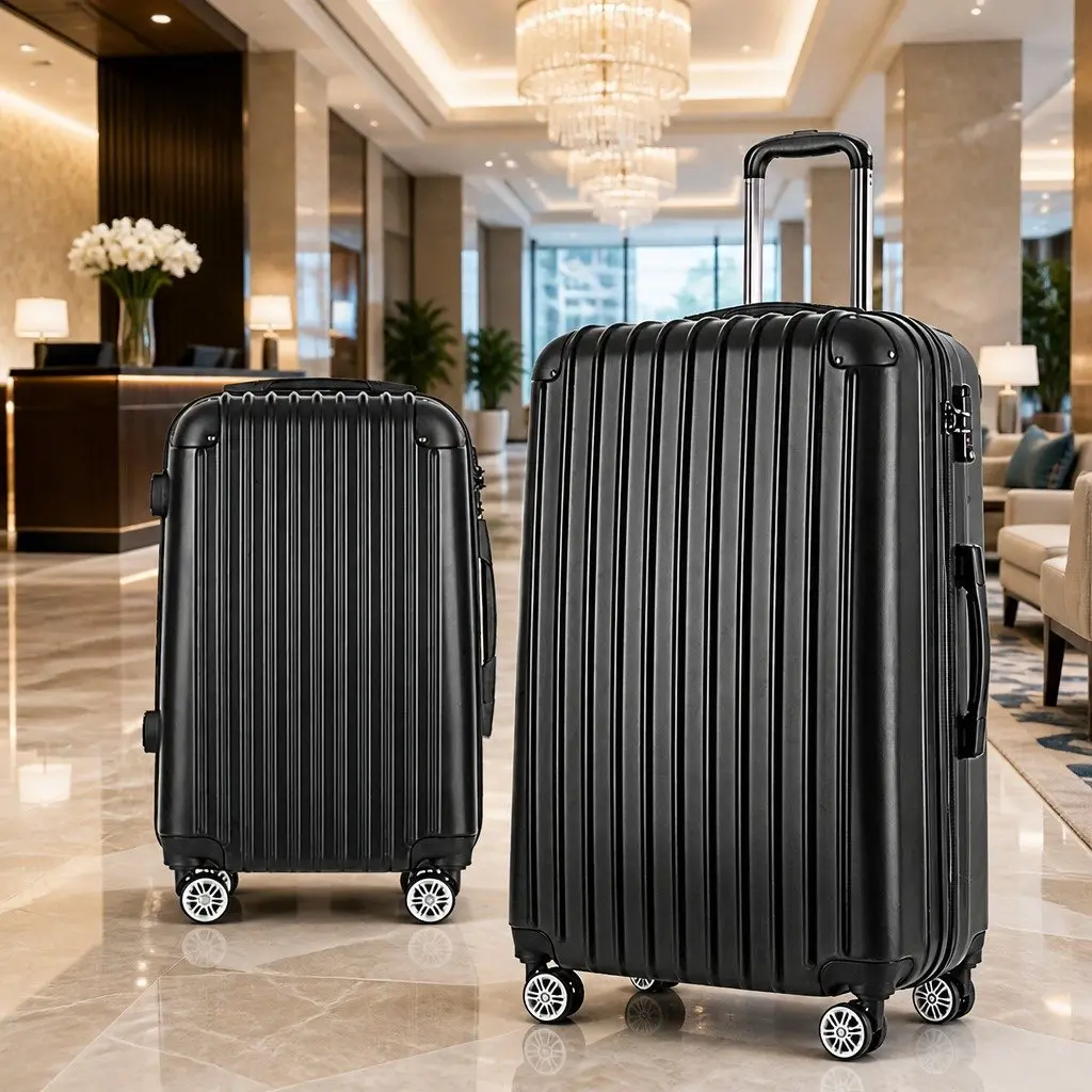 Hard Shell Luggage Set 2 Piece 20in 28in Carry On Travel Suitcase Dark Grey