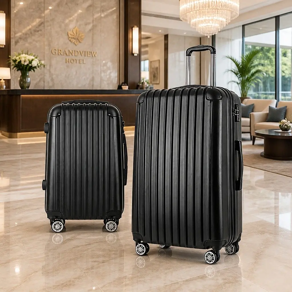 Hard Shell Luggage Set 2 Piece 20in 28in Carry On Travel Suitcase Dark Grey