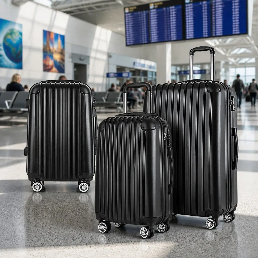 3 Piece Hard Shell Luggage Set 20 24 28 Inch Trolley Carry On Travel Suitcase