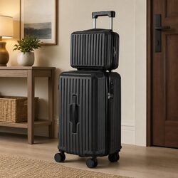 2-Piece Hard Shell Trunk Luggage Suitcase Carry On TSA Lock 12" 20" Black