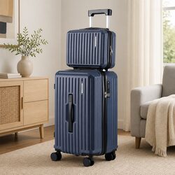 2-Piece Hard Shell Luggage Suitcase Set Carry On Travel Trolley TSA Lock Navy