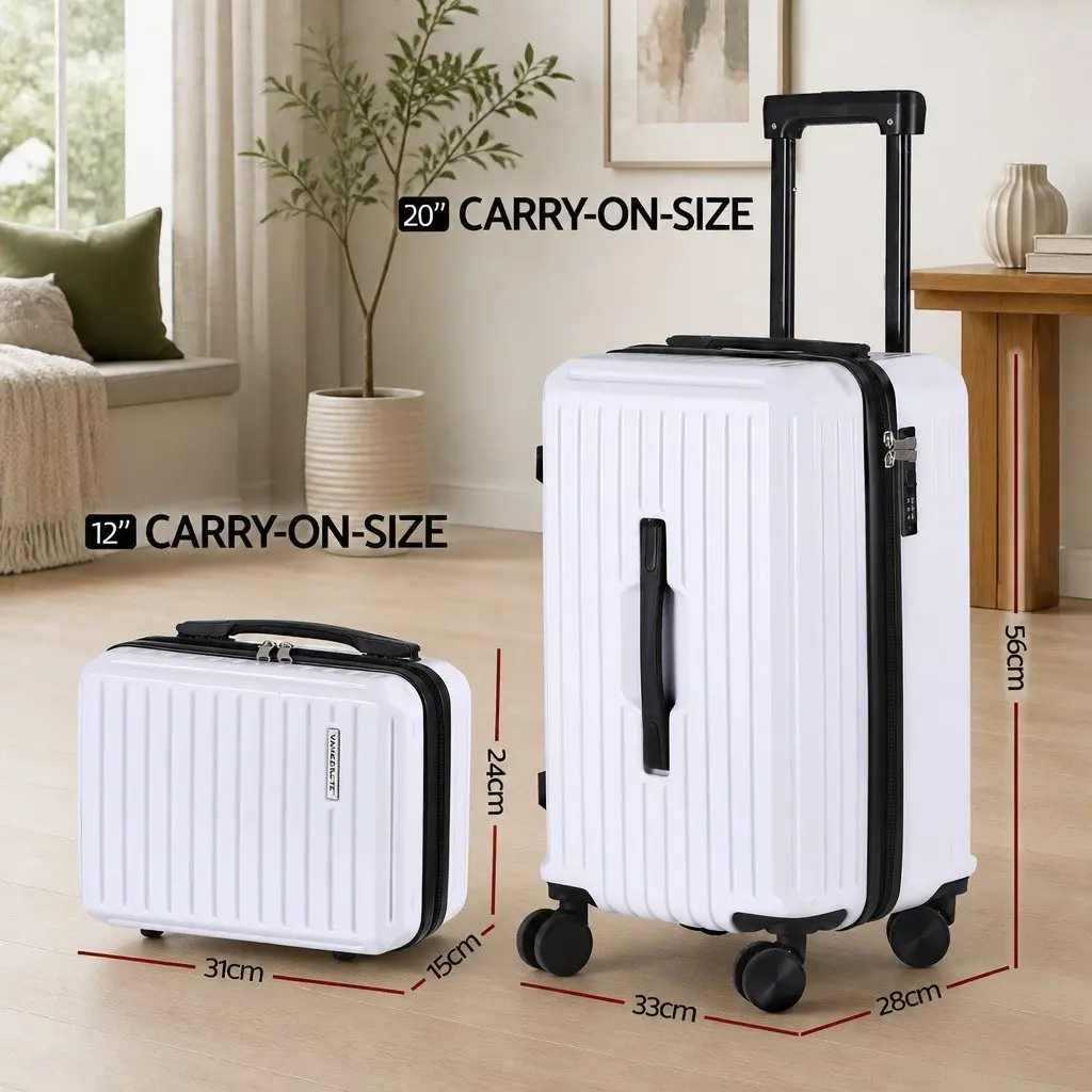 Suitcase Set Hard-shell 2pcs 12" 20" White