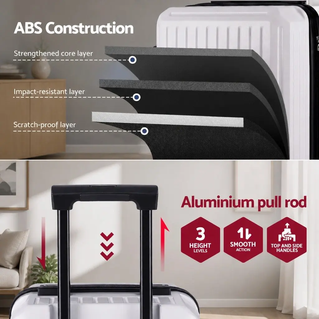 Suitcase Set Hard-shell 2pcs 12" 20" White