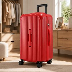 28" Trunk Luggage Suitcase 360° Spinner Wheels TSA Lock USB Type-C Port Red