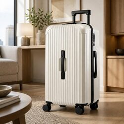 28 Inch Trunk Luggage Suitcase Spinner Wheels TSA Lock Type-C USB Port White