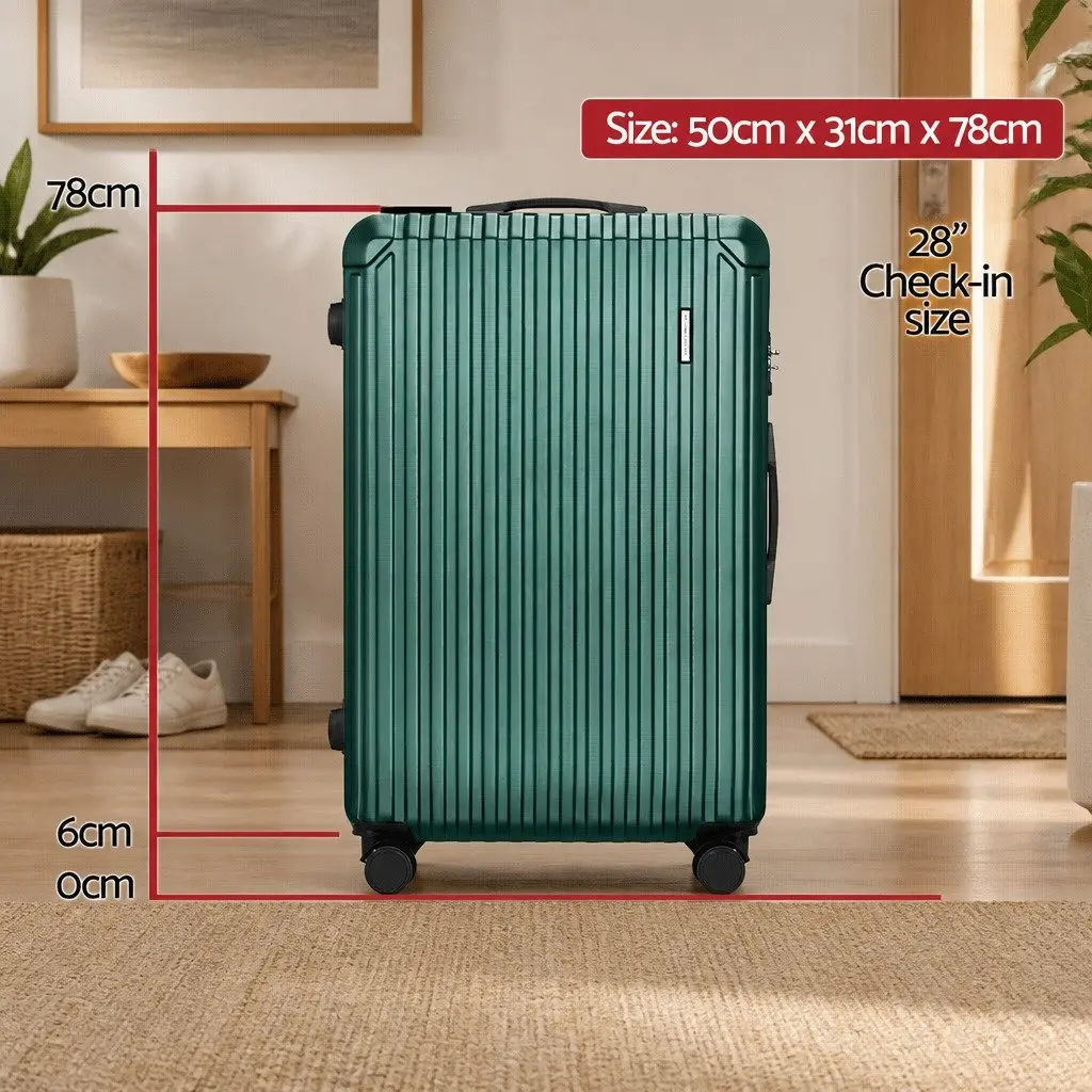 Hard Shell Luggage Suitcase 28 Inch TSA Carry On Spinner Wheels Green