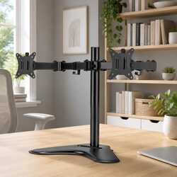 Dual Monitor Arm Stand Adjustable Desktop Mount Heavy Duty Steel Black