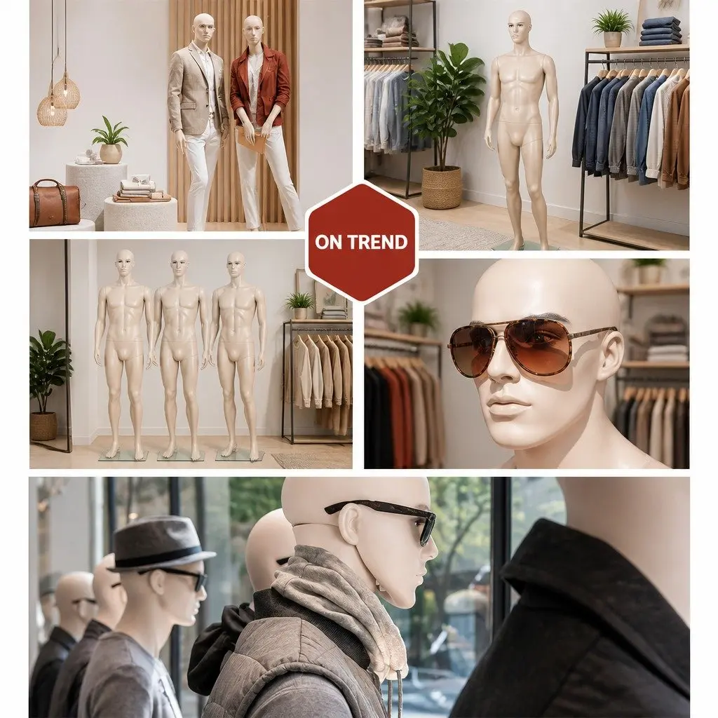 Full Body Male Mannequin Adjustable Arms Head 186cm Skin Colour Retail Display