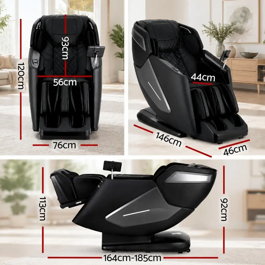 Massage Chair 4D Full Body Zero Gravity Heated Airbag Black Leather