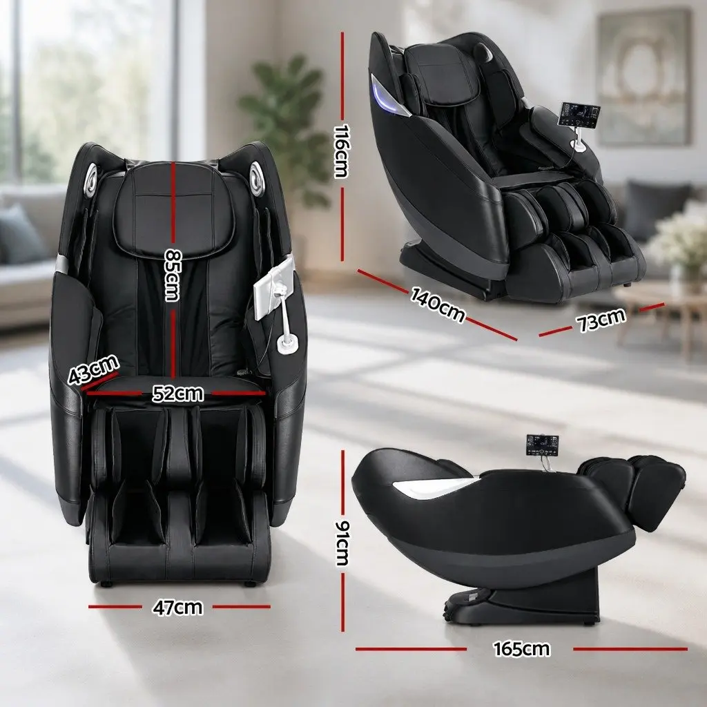 Massage Chair Electric Recliner 3D Full Body Airbag Heated Black Leather