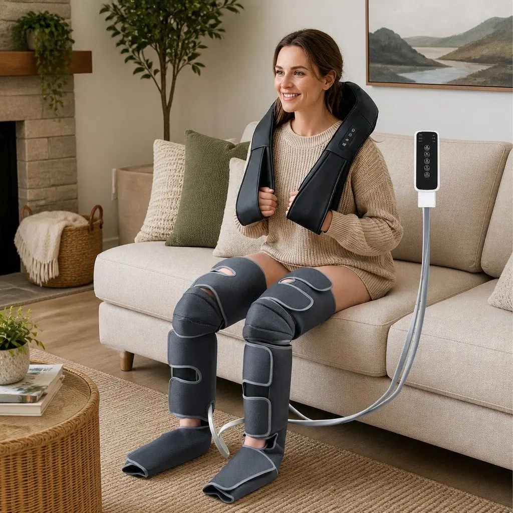 Electric Leg Foot Massager Air Wrap Shiatsu Neck Massager Heating Relaxation