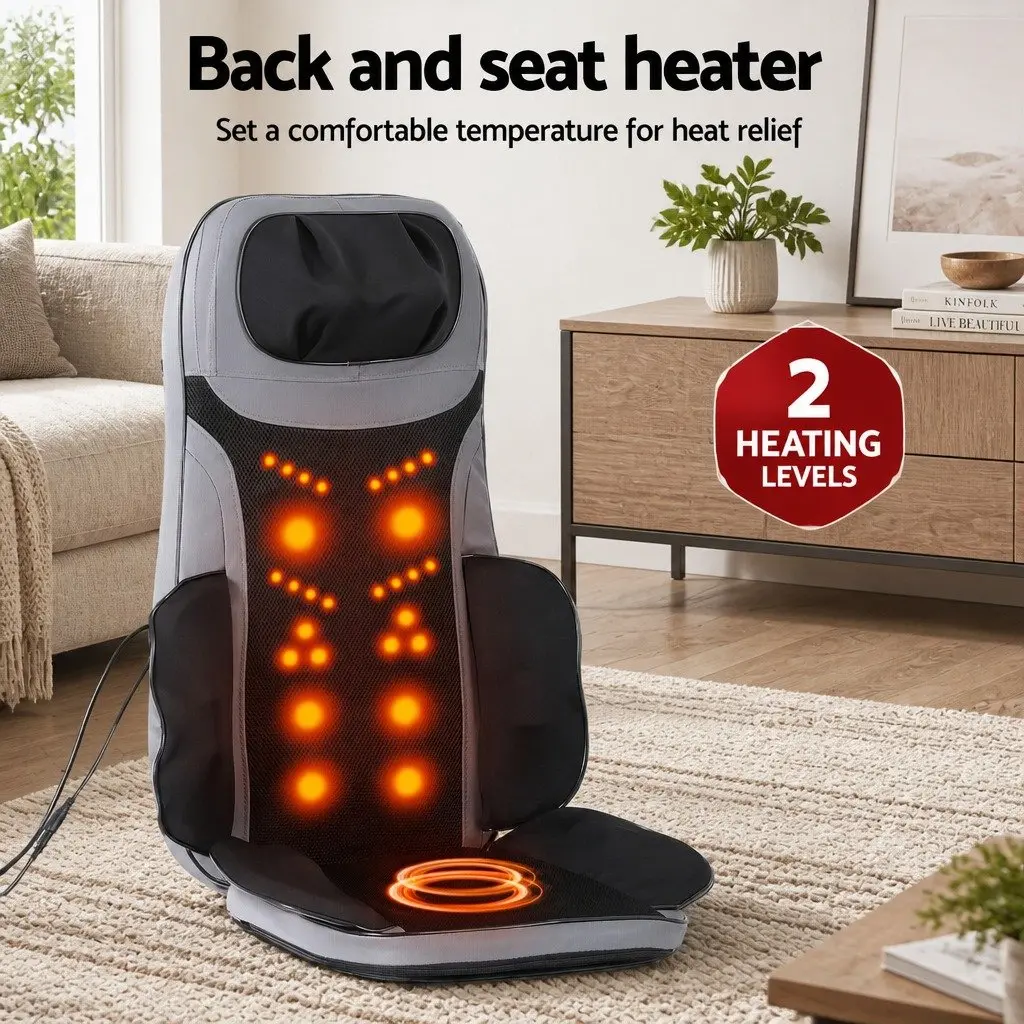 Massage Seat Cushion with Foot Massager Full Back Heating 8-Node Black