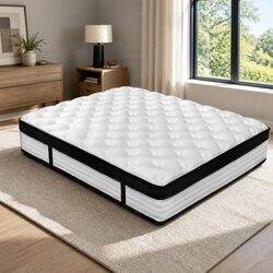 Double Mattress Euro Top 31cm Plush Pocket Spring Bed White Medium Firmness